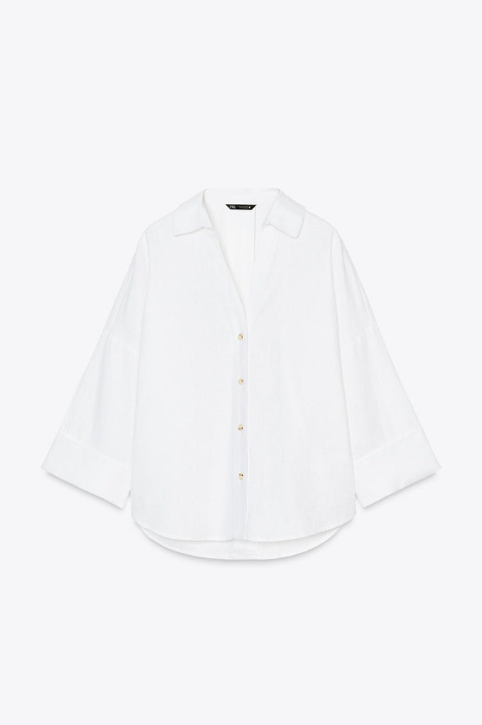 CAMISA DE MANGA LARGA COM LINHO
