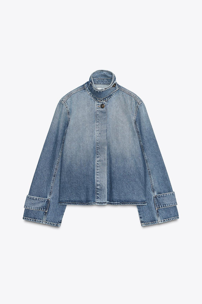 CASACO DENIM GOLA ALTA