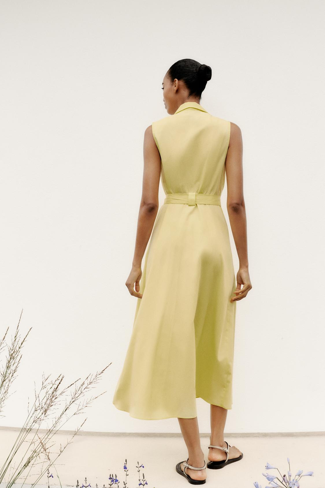 VESTIDO MIDI DE POPELINA COM CINTO