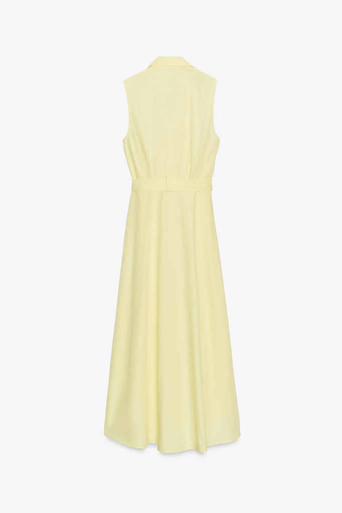 VESTIDO MIDI DE POPELINA COM CINTO