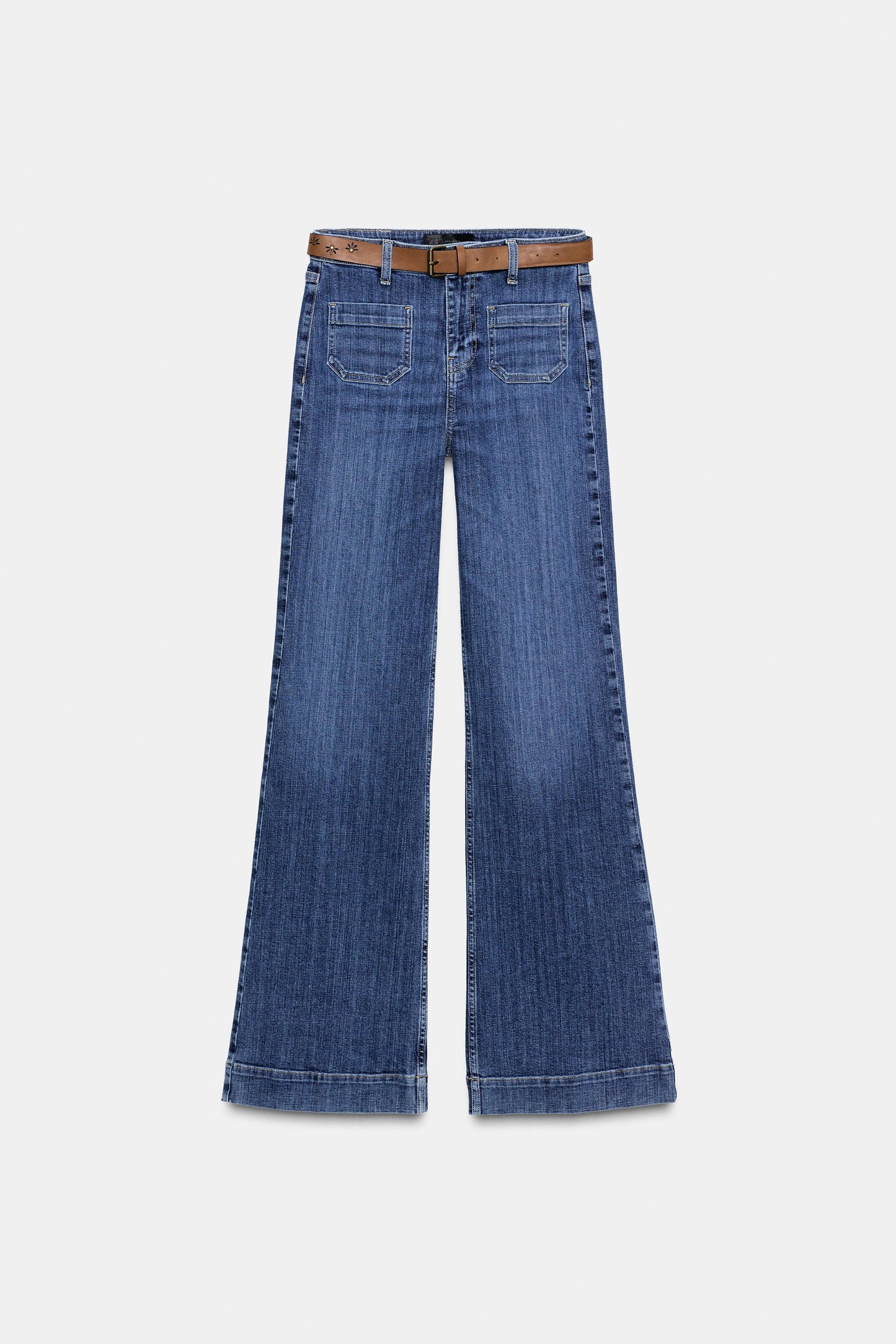 JEANS 70's FLARE DE CINTURA SUBIDA COM CINTO