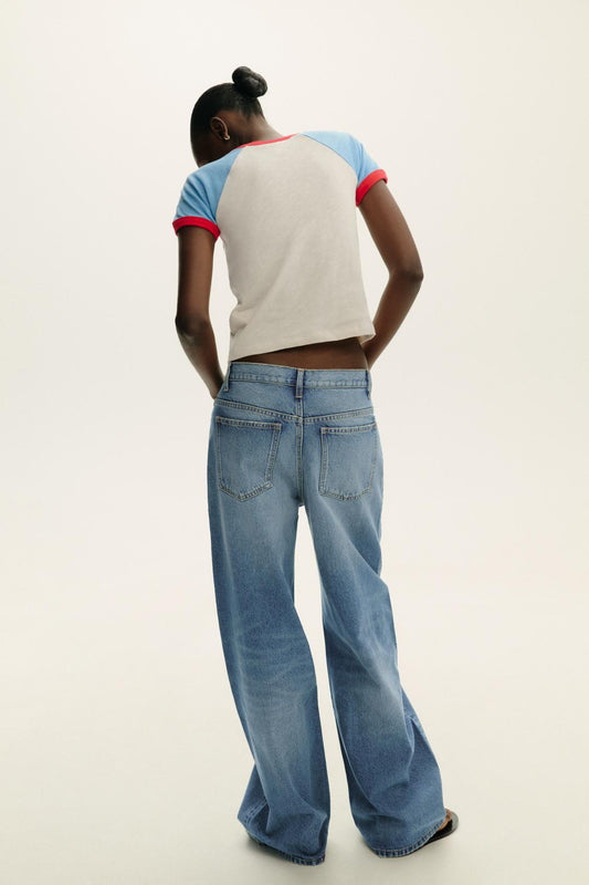 JEANS WIDE LEG CINTURA CRUZADA SUBIDA