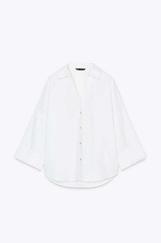 CAMISA DE MANGA LARGA COM LINHO