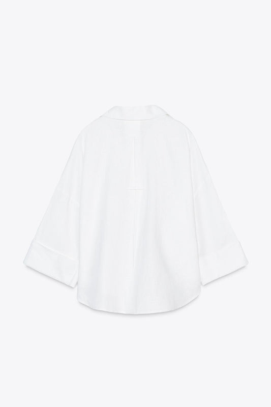 CAMISA DE MANGA LARGA COM LINHO