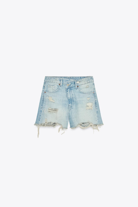 CALÇÕES DENIM MOM FIT CINTURA CRUZADA