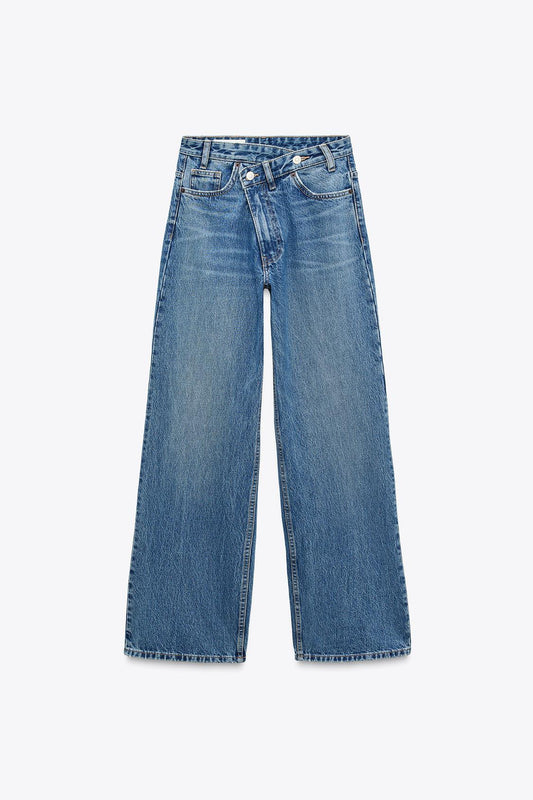 JEANS WIDE LEG CINTURA CRUZADA SUBIDA