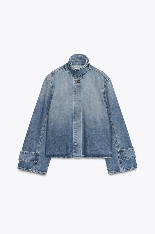 CASACO DENIM GOLA ALTA