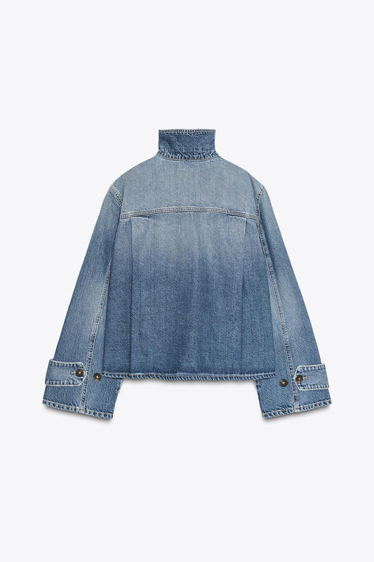 CASACO DENIM GOLA ALTA