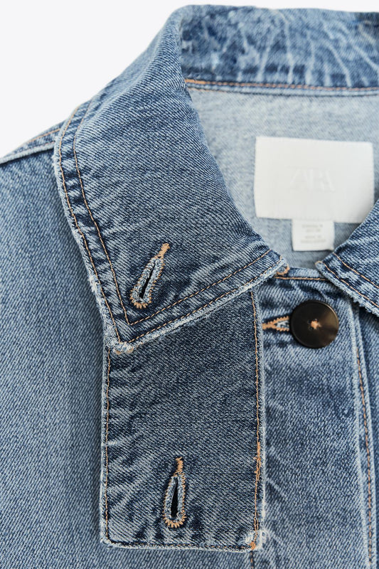 CASACO DENIM GOLA ALTA