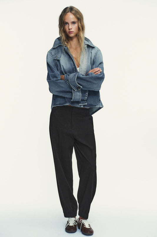 CASACO DENIM GOLA ALTA