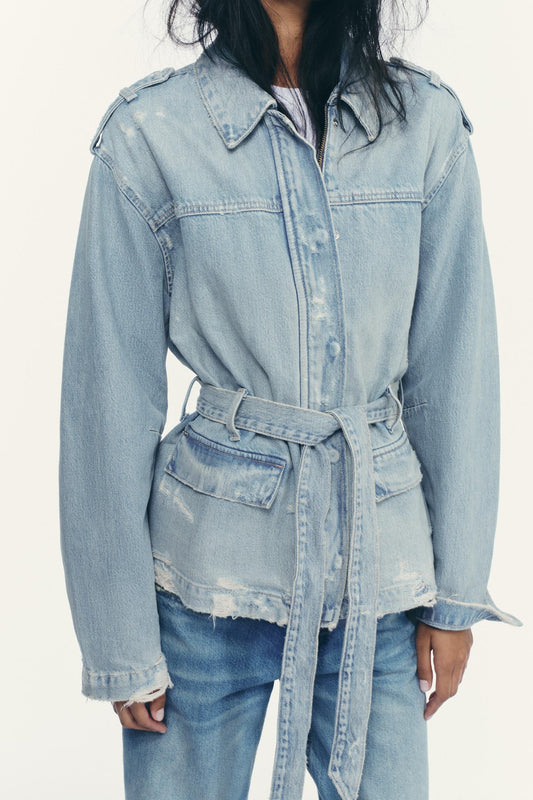 BLUSÃO DENIM COM CINTO