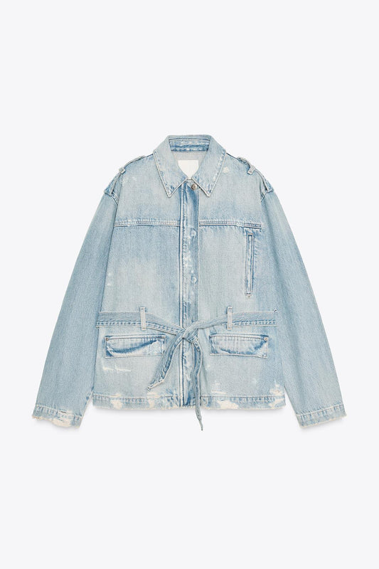 BLUSÃO DENIM COM CINTO