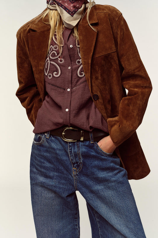 JEANS WIDE LEG CINTURA BAIXA COM CINTO