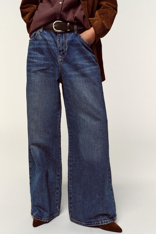 JEANS WIDE LEG CINTURA BAIXA COM CINTO
