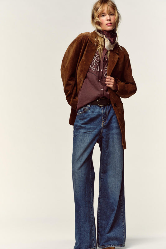JEANS WIDE LEG CINTURA BAIXA COM CINTO