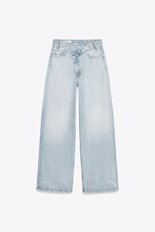 JEANS WIDE LEG CINTURA CRUZADA SUBIDA